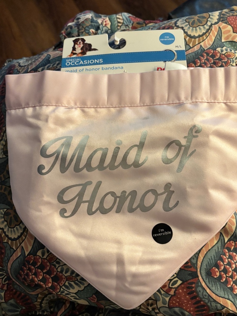 Maid of Honor/Team Bride reversible bandana. Med/Large. New